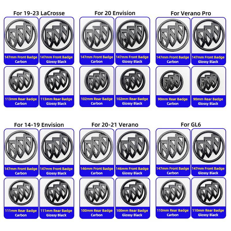 2pcs 3D ABS Car Front Grille Rear Trunk Logo Emblem Sticker For Buick Excelle GT Envision LaCrosse Regal Verano GL6 Badge