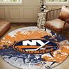Ny Islanders Pride Round Rug for Livingroom,Bedroom, Palyroom, Chair Rug, Area Rug, Circle Carpet, Large Size Decor Fan Christmas Gift