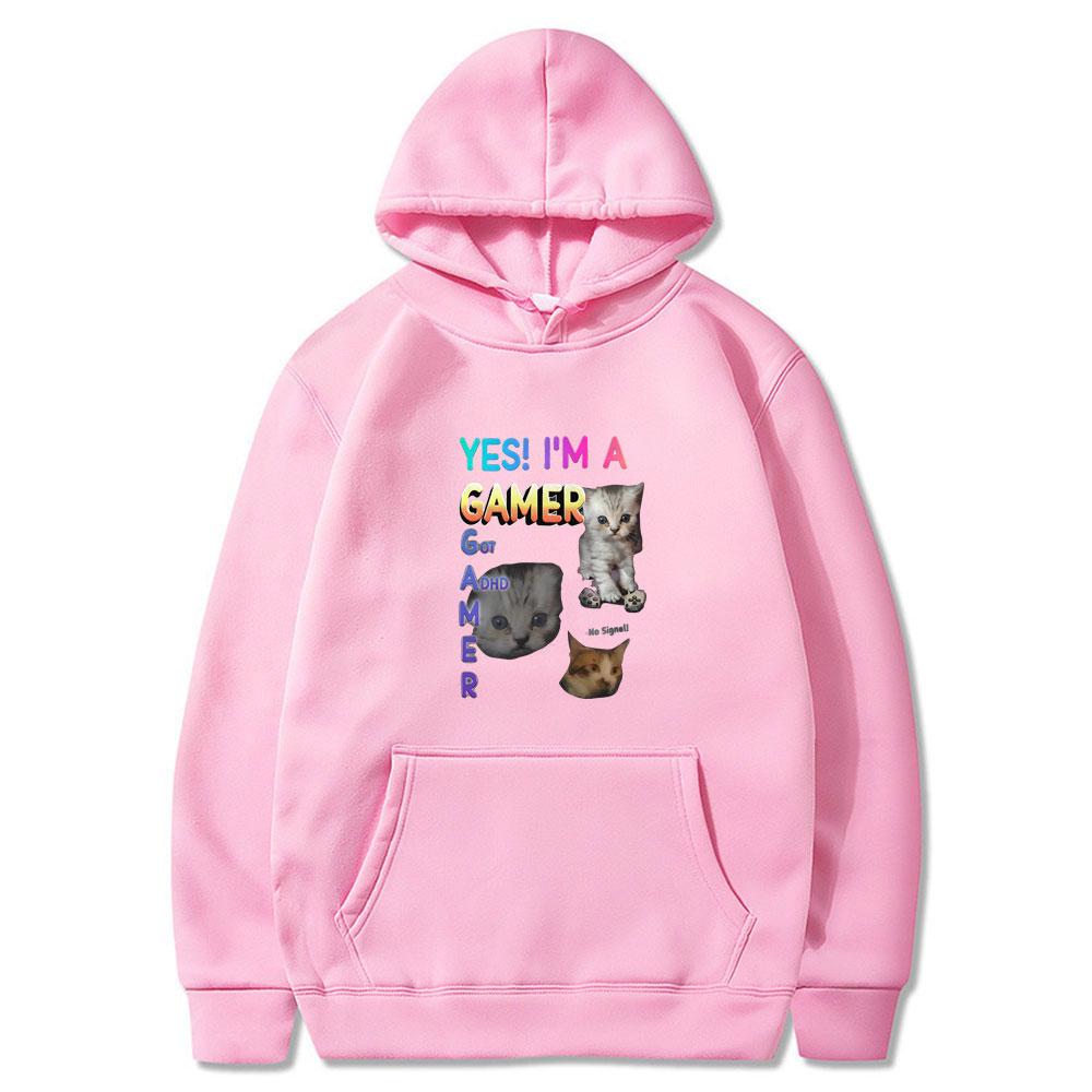 Yes2025  Im A Gamer Funny Cat Meme Print Hoodie Men Women Clothes Fashion Harajuku Tops Casual Oversized Long Sleeve Streetwears