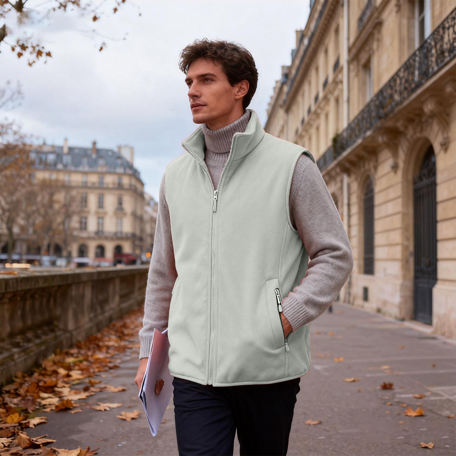 

Men s Cold Resistant And Warm Fleece Vest Versatile Top Jacket XL білий