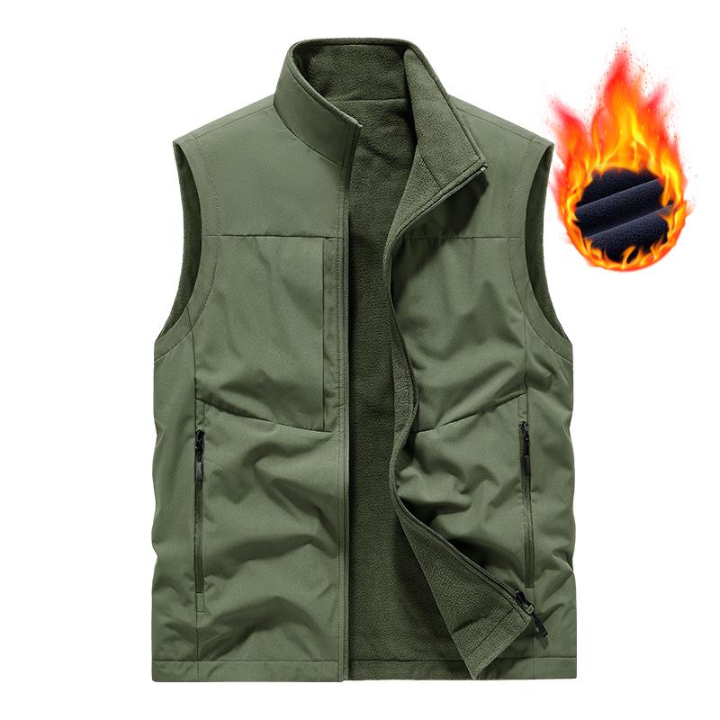 Men's Double-Sided Plush Winter Vest - 2024 Collection, Sleeveless Outerwear, Casual & Warm (Model 8822A)