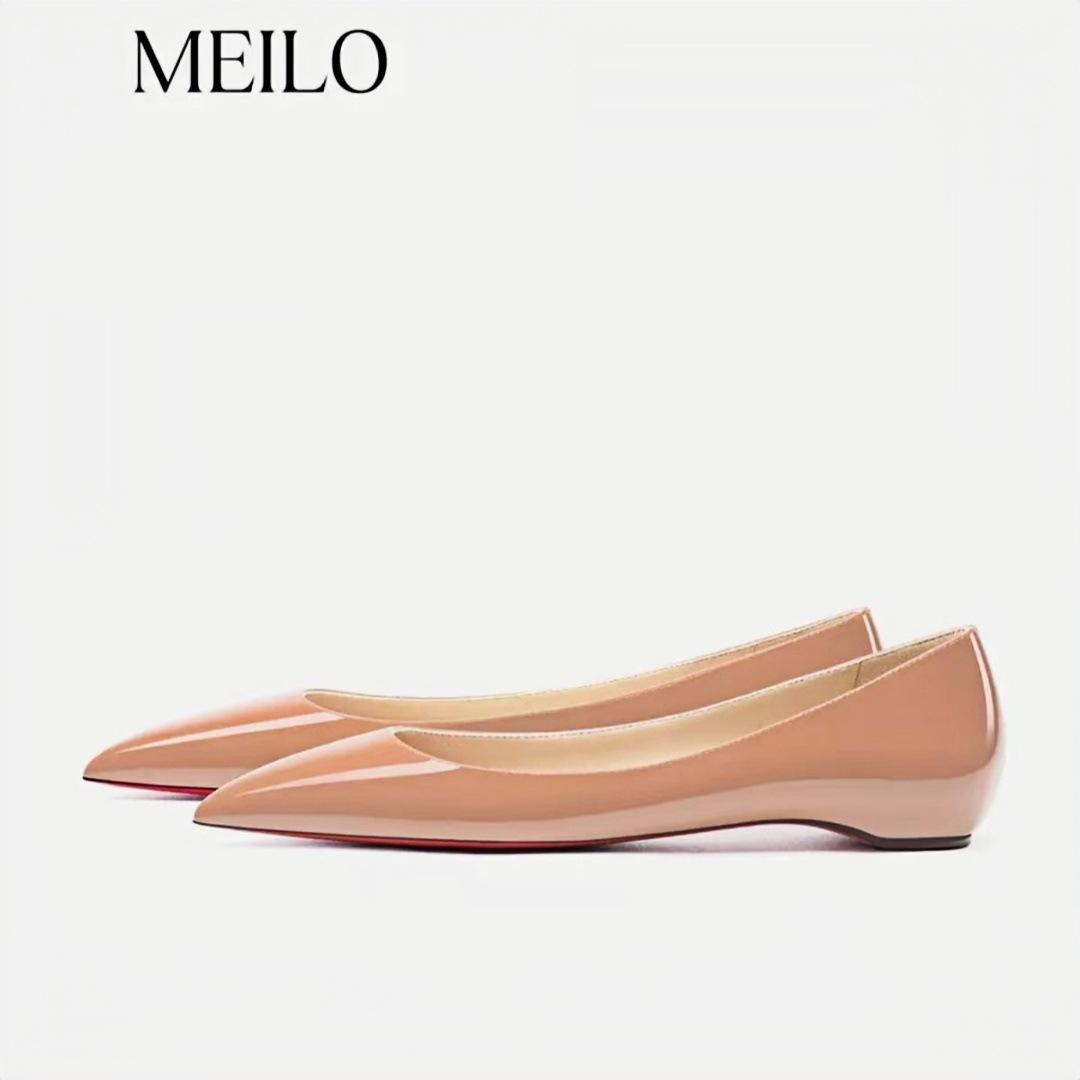 

Хит продаж туфли-лодочки с открытым верхом весна-осень новые женские банкетные для работы продвинутый стиль красная подошва телесные остроносые балетки 40 абрикосовый