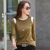 Autumn Winter Women Long Sleeve T-Shirt Contrast Color Thickened Outer Top Bottoming Shirt New
