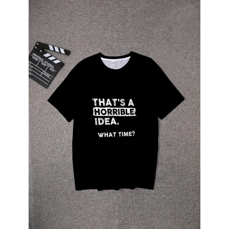 European Sizes This Is a Terrifying Idea for a Funny Joke T-Shirt, Perfect for Summer Graphic Streetwear, Short-Sleeved Gifts for Men'S Clothing