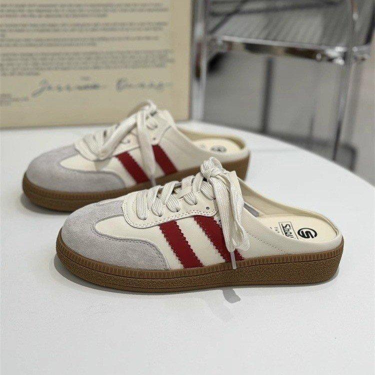 

Fashion Summer Women Mules Shoes Sports Round Toe Flat Female Footwear Sneakers Clogs Platform Slip on Fashion Comfortable Half Slippers 35 красный