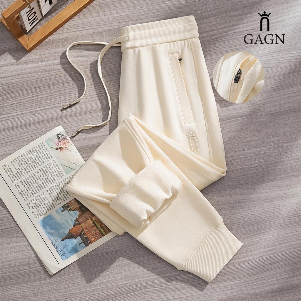 GAGN Women's Slim-Fit Apricot Sweatpants - Heavy Cotton, Spring/Autumn 2025 Collection