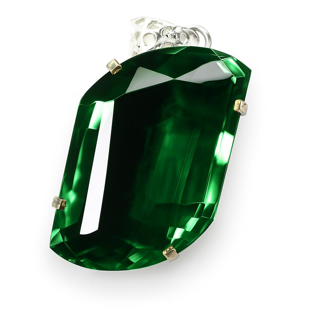 

Лабораторно вирощений зелений смарагдовий кулон 104 карати сертифікований дорогоцінний камінь фантазійний 925 стерлінгове срібло AI-58-NS 47.8 mm approx зелений