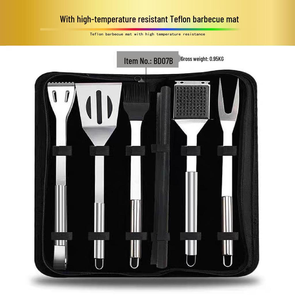 Outdoor BBQ Stainless Steel Tool Set: Knife, Fork, and Spatula