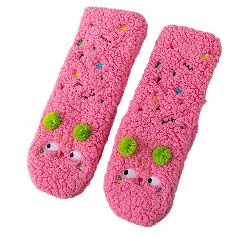 Chaussettes en laine de peau de mouton pour femmes Longueur mi-mollet Chaussettes de sol mignonnes pour l'automne et l'hiver Épaissies et chaudes Chaussettes de nuit ultra-épaisses pour usage domestique