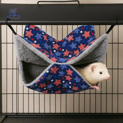 Hamster Hideout Double-layer Hamster Hammock Warm Cozy Hanging Cage House Fleece Print Thicken Pets Sleeping Bag Small Pet
