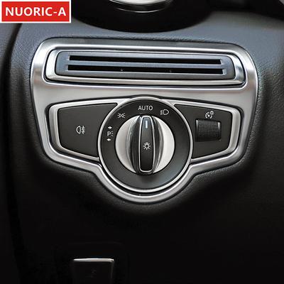 Stainless Steel Headlight Switch Frame Decoration Cover Trim For Mercedes Benz C Class GLC W205 X253 2015-2018 Car Styling