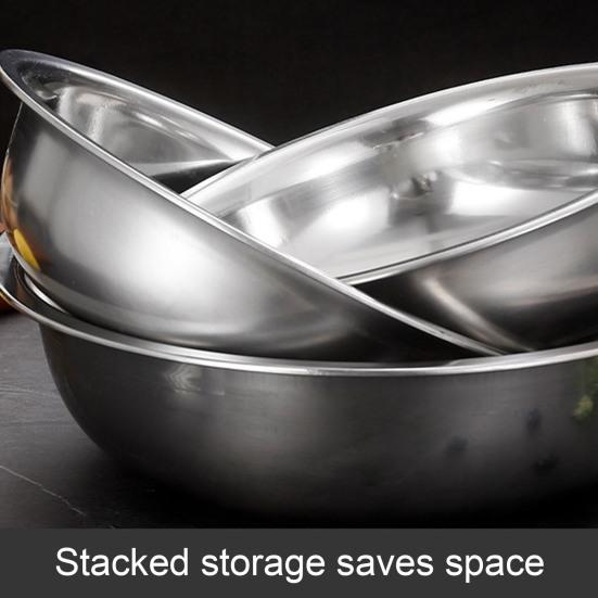 Large Capacity Dough Kneading Basin Stainless Steel Mixing Bowl, Kitchen Prep Bowl for Baking Washing Vegetables, Heavy Duty Home Flat Bottom Soup Pot