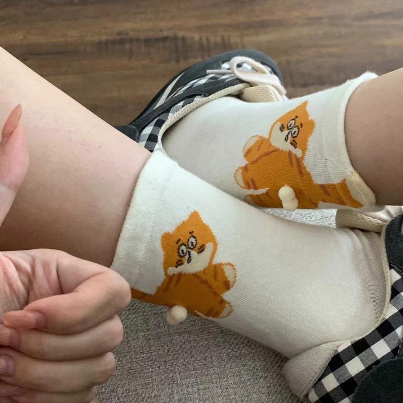 1 Pairs Women Socks Cartoon Cat Cute Funny Personality Soft Comfortable Chrismas Gift High Quality Cotton Socks For Women
