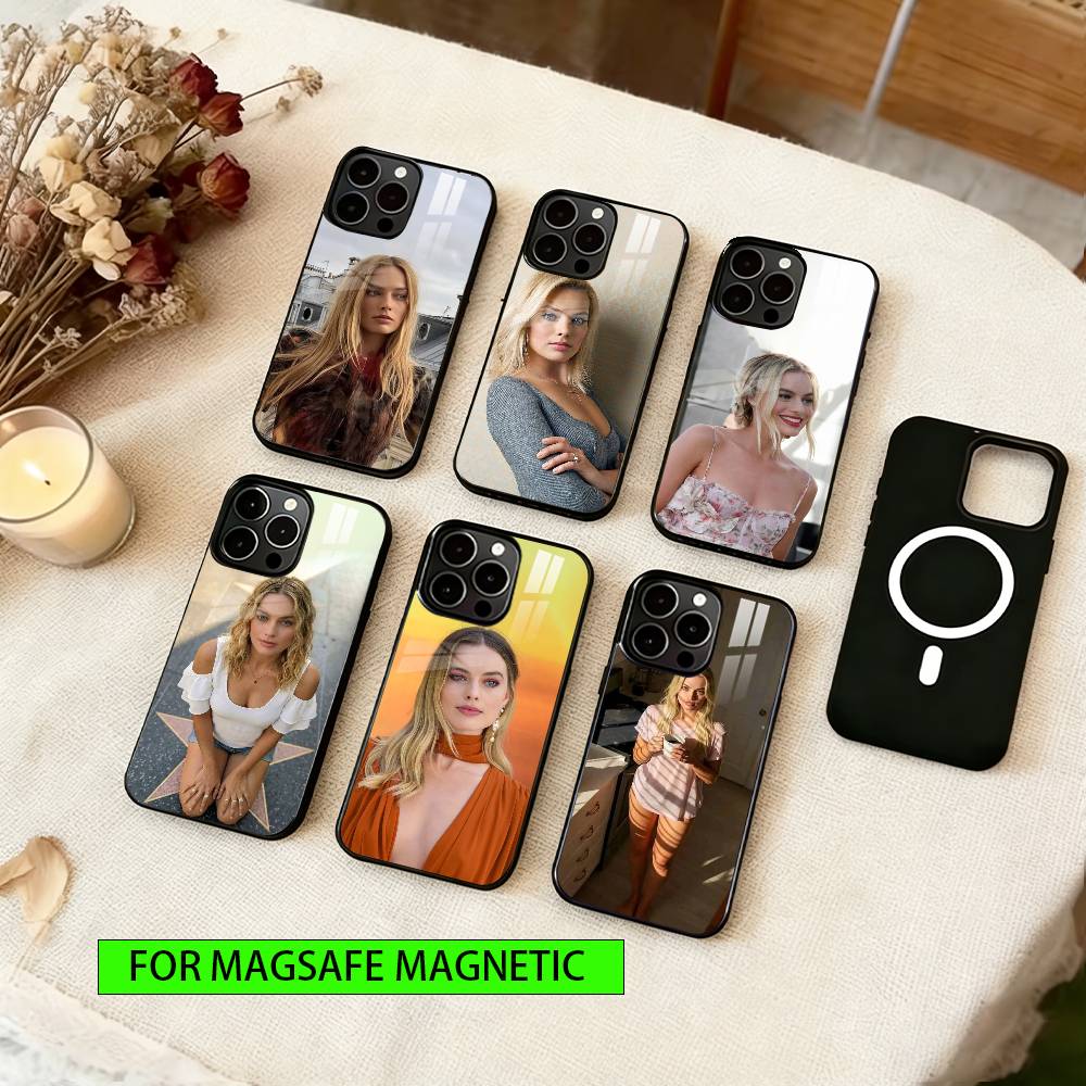 Margot Robbie Phone Case For iPhone17,16,15,14,13,12,11 Plus,Pro Magnetic For Magsafe Wireless Charging
