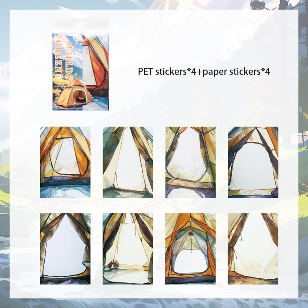 Kreative Zeltaufkleber, Instagram-Stil handgefertigte Zelt-Tagebuch-Dekorationsmaterialien, Landschaftsbasis, Hintergrund-DIY-Aufkleber