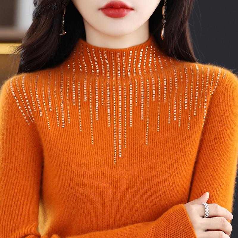 Women's Cashmere Sweater Qinghe Cashmere 30% Cashmere 70% Wool Women's Autumn and Winter Cashmere Pullover Soft and Warm