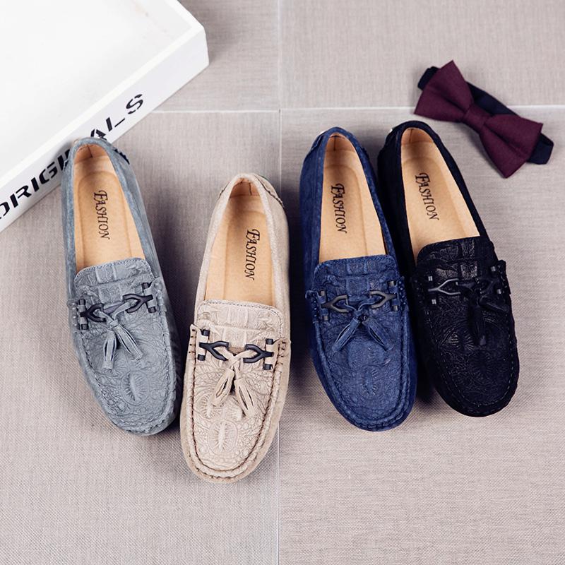 Fashion Hot Sale Brand Men Loafers Genuine Leather Suede Men's Casual Shoes Moccasins Slip On Boat Shoes Fashion Tassel Driving Flats