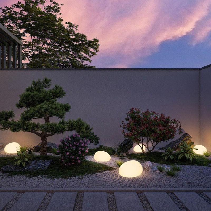 Solar Outdoor Stone Lamp Frosted Glass Ground Lamp, Garden Green Pebble Lamp, Wireless Decorative Garden Lawn Courtyard Lamp