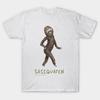 Men Black Print T-shirt Sassquatch No-Cut Transfer Paper Print Cotton Tshirt