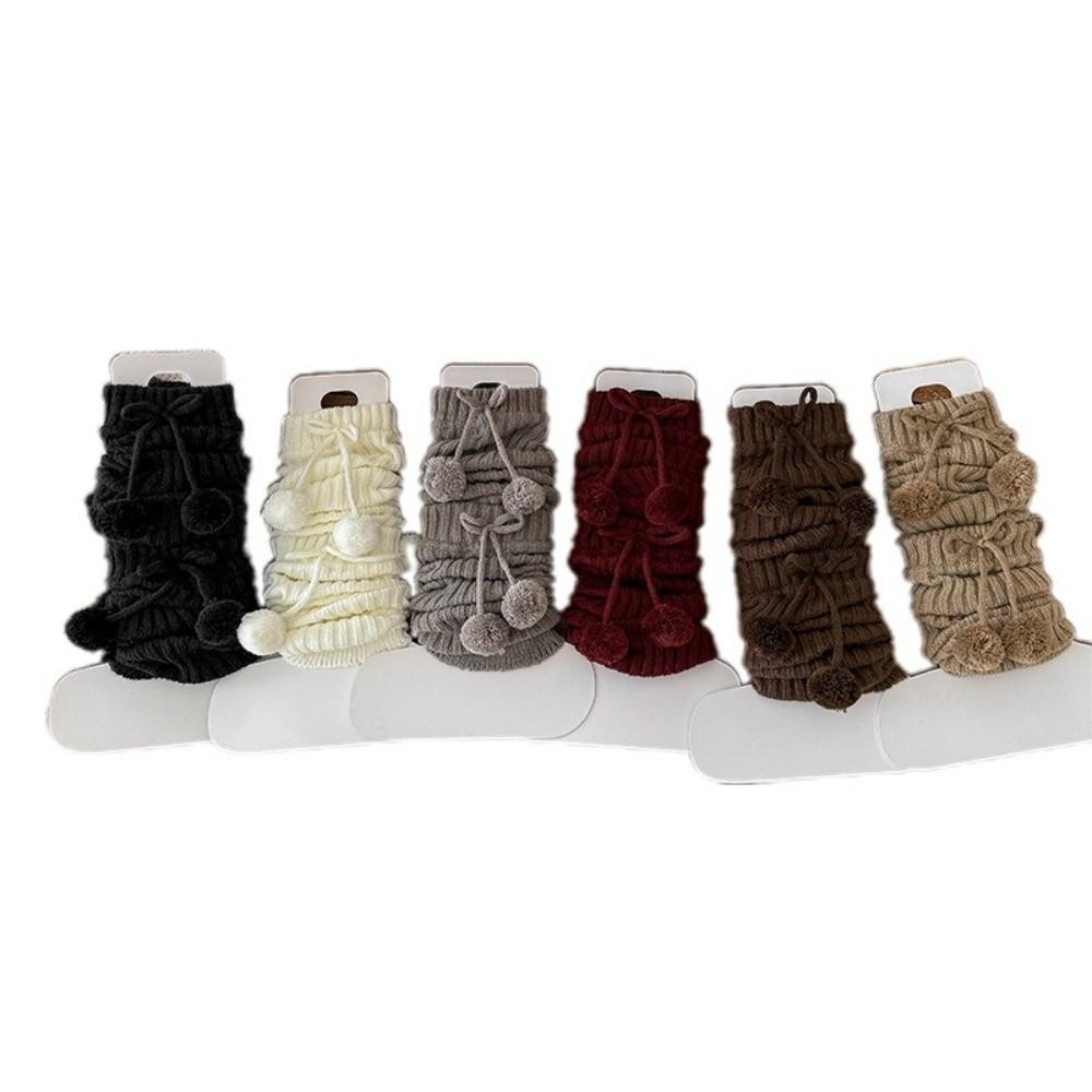 New Solid Color Leg Warmers Thickened Knitted Bow Middle Tube Socks Harajuku Boot Covers Women