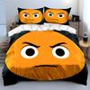 3Pcs Angry Face Emoji Bedding Set Frowning Yellow Face Print Duvet Cover + 2 Pillowcases Funny Meme Decor