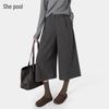 Women's Loose Fit Wool Blend Wide-Leg Pants