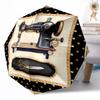 Vintage Sewing Machine Floral Art Automatic Umbrella Compact 8-Rib Design Lightweight All Season Travel Outdoor Accessory Perfect Gift for Women Men