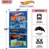 25-26 Kids Super Soft Cotton Bath/Pool/Beach Towel, 58 In X 28 In, Hot Wheels 58 In X 28 In Hot Wheels