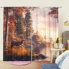 2 Panels Autumn Forest Deer Pattern Window Curtains   Half Blackout Suitable for Artistic Home Decorative Curtains