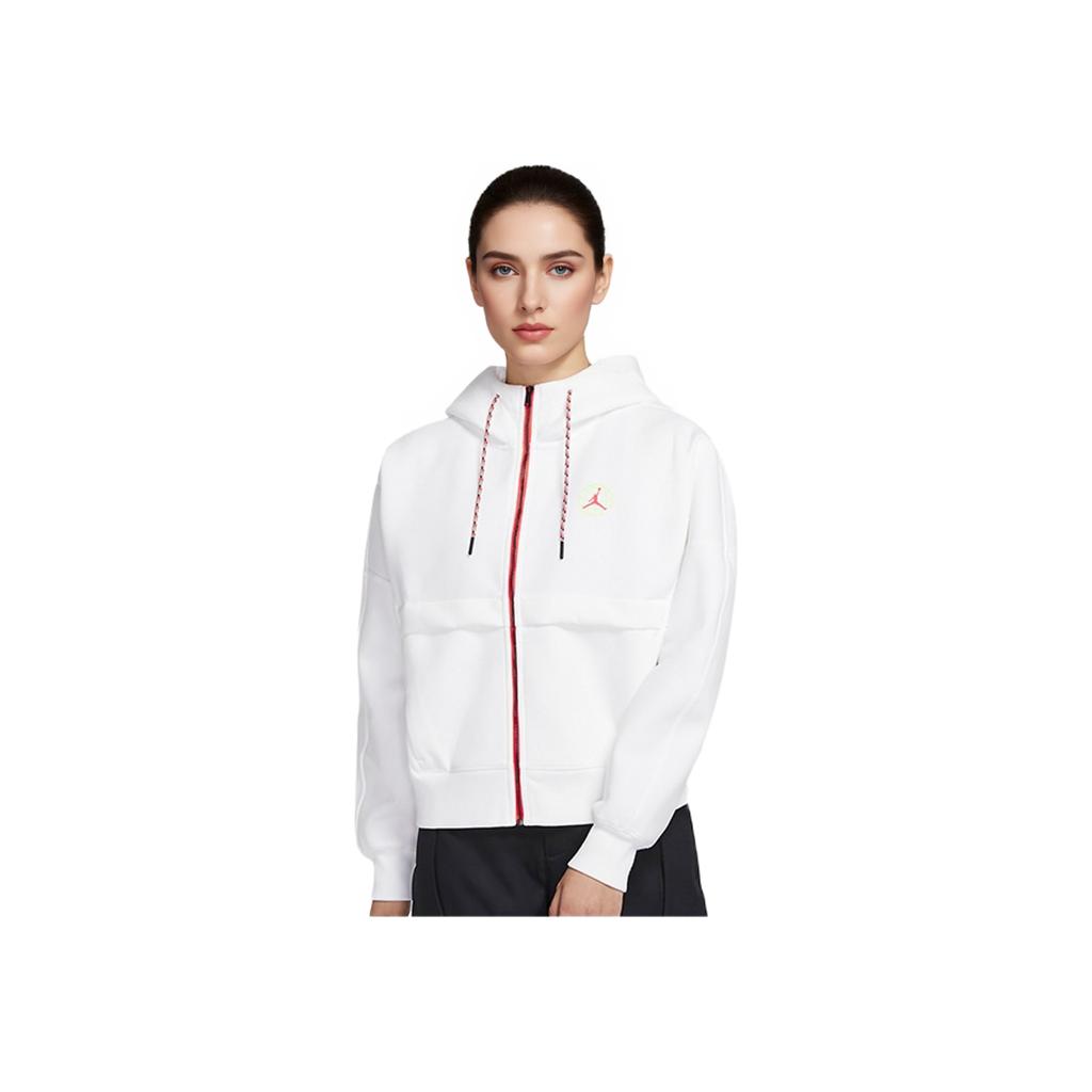 Jordan Knit Hooded Cardigan Sweatshirt Women Tops White CW6503-100