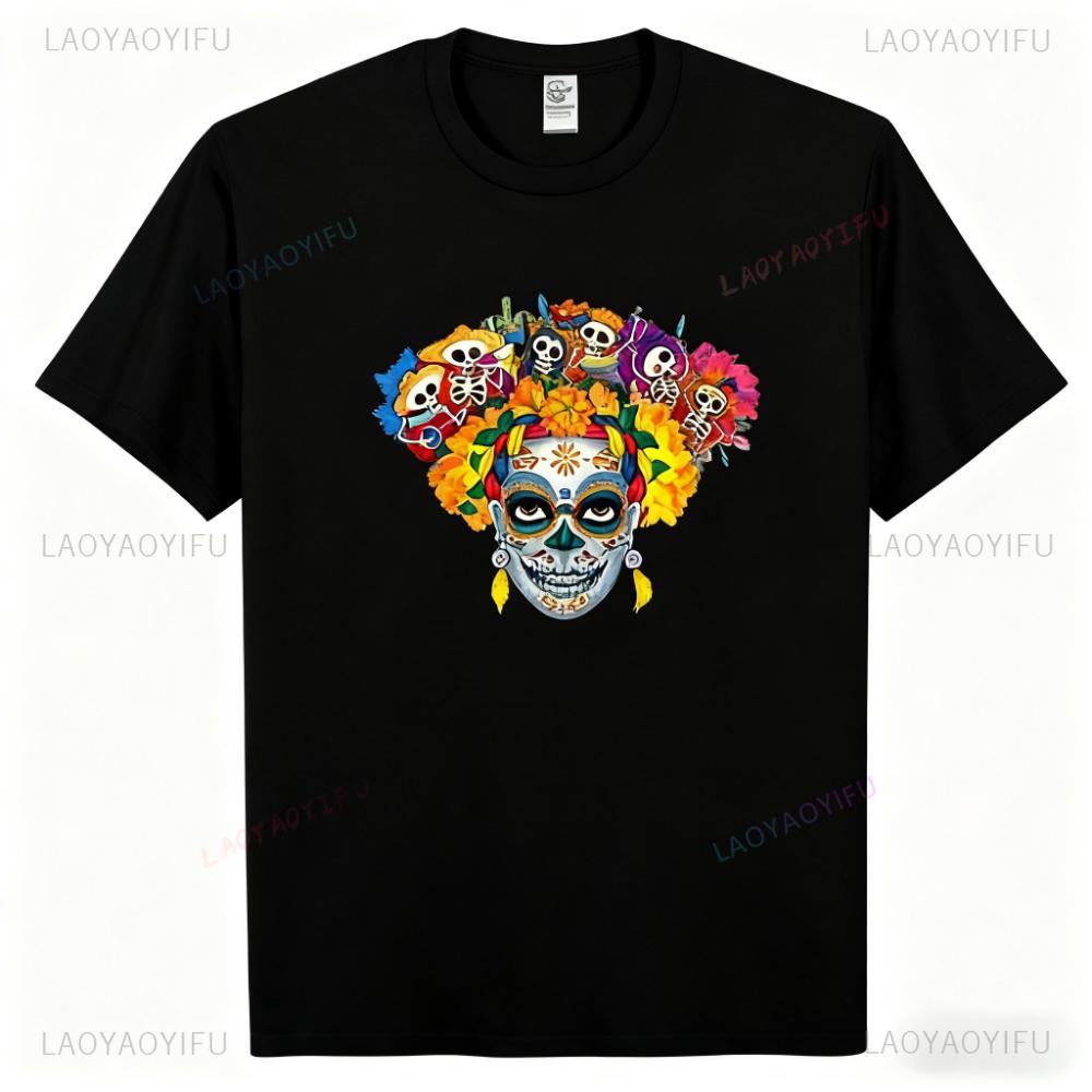 

Dia De Los Muertos Tshirt Day of The Dead Sugar Skull Shirt Mexican Women Tee Halloween Unisex Tops Graphic Printed Tshirt 4XL