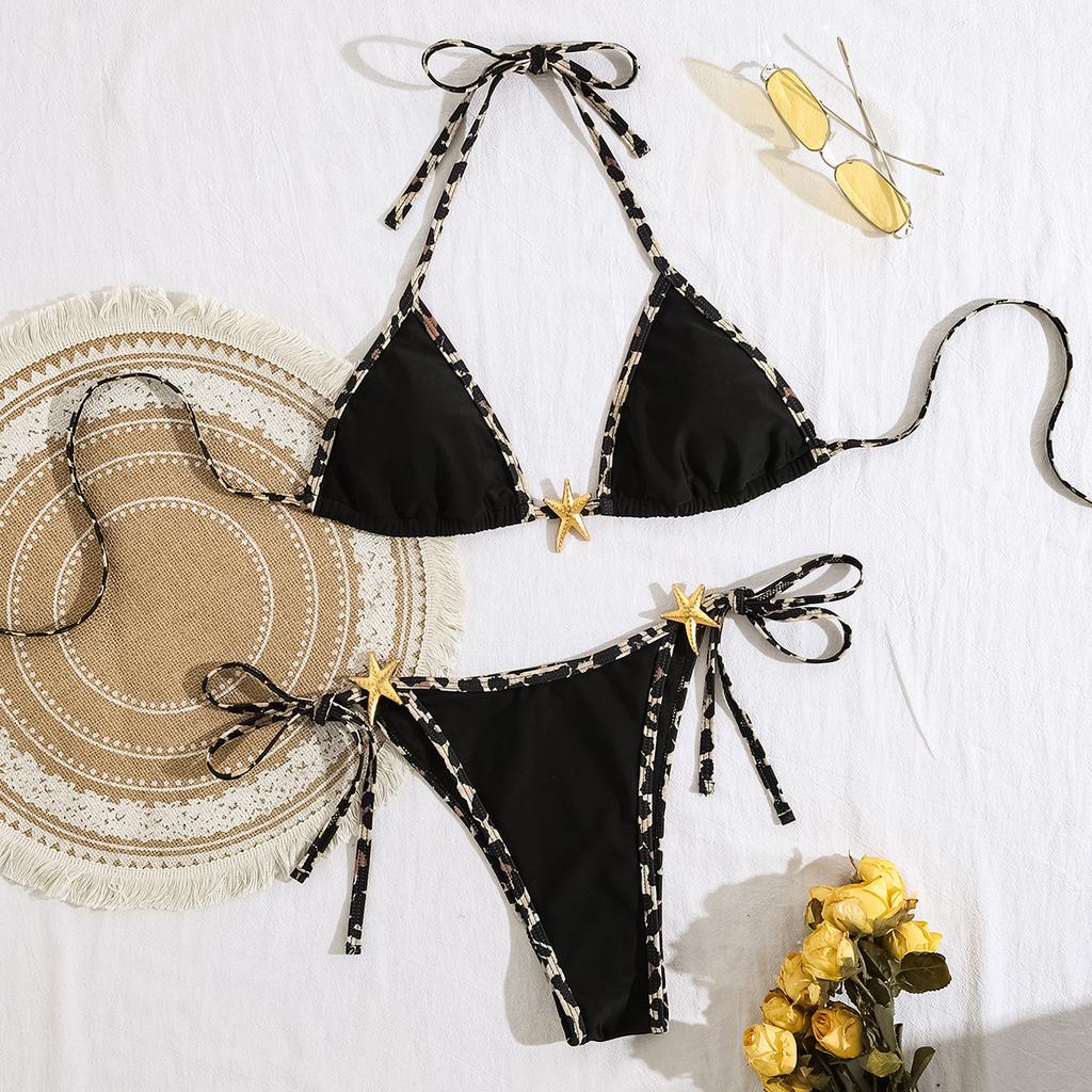 Triangle Cup Tie Starfish Decor Sexy Bikini Two Piece Set Elegant