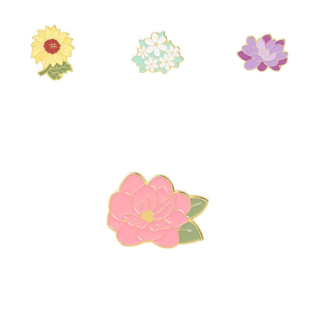 Creative Floral Design Fashionable Sunflower And Lily Brooch Pin For Unisex Style