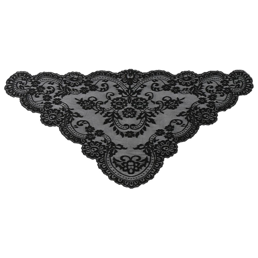 Elegant Lace Triangle Scarf Vintage Embroidered Flower Scarf Fashion Wedding Headscarf Party чёрный