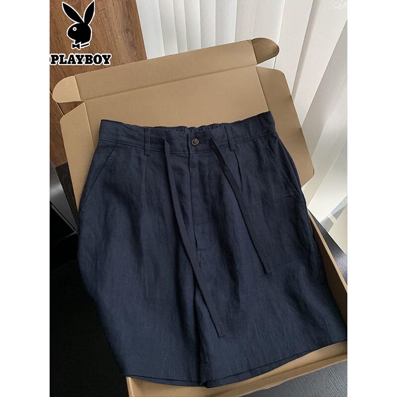 Playboy Men s Old Money Style Tencel Linen Blend Casual Shorts L