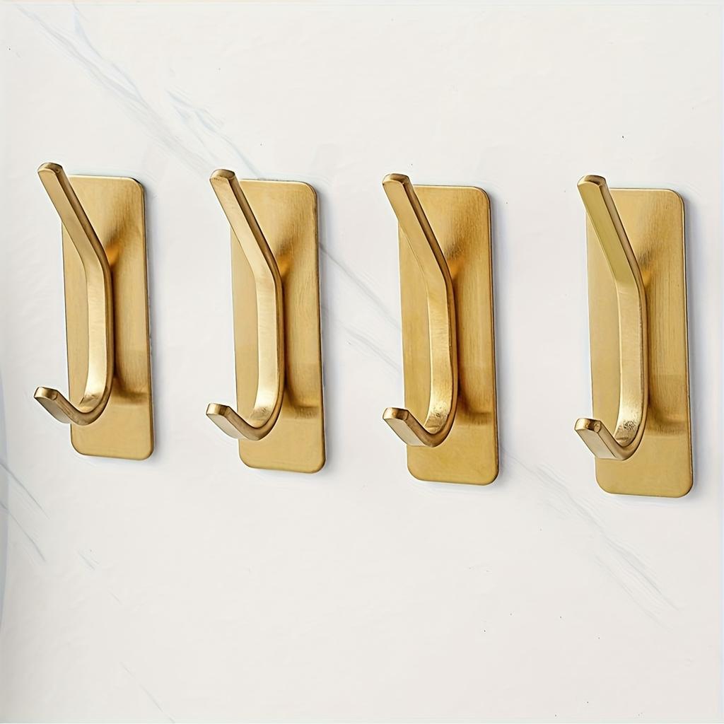 4pcs, No Drilling Required, Adhesive Hook for Clothes,Towels,Bath Towels, Bathrobes, Hats, Keys, Hooks, Bathroom, Toilet, Bedroom, Dormitory, Kitchen