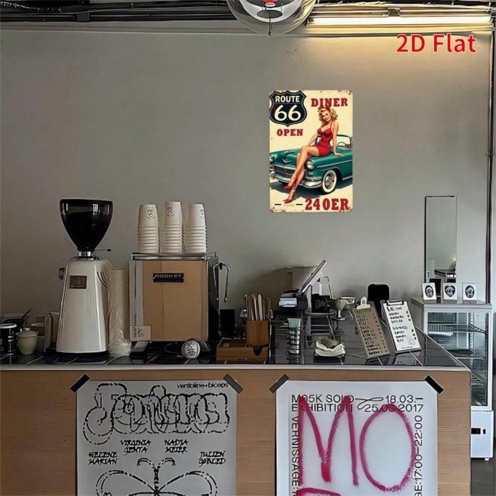 Vintage Americana Klassisk Bil Diner Metallplåt Väggskylt Garage Bar Dekor