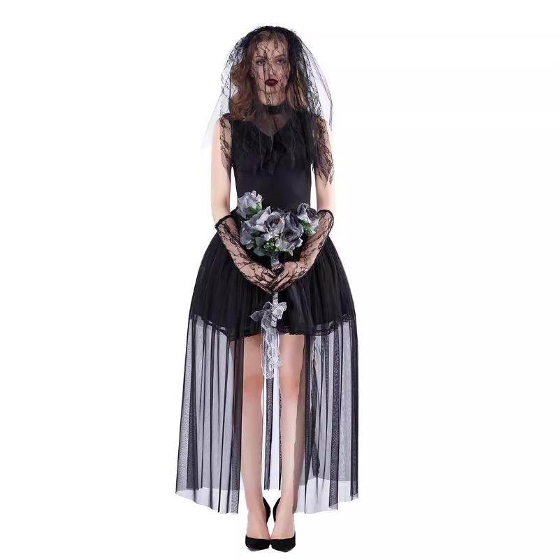 Halloween Costume, Black Zombie Netherworld Ghost Bridal Costume, Resurrection Festival Costume