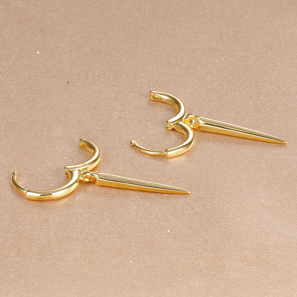 2pcs Stainless Stee Pendant Hoop Earring Trendy Punk Hip-hop Rivet Piercing Earrings For Women Gothic Party Wedding Jewelry Gift