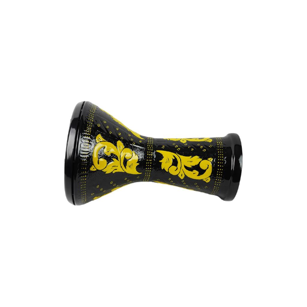 Hazara Cast Black, Yellow Motif Ottoman, Handdrum Dumbelek Tumbek Doumbek Dumberlek Percussion Darbuka