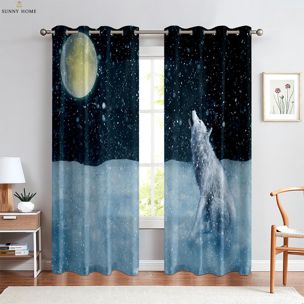 

Шторы на окна с рисунком волка, индивидуальные шторы для гостиной, балкона, кухни, спальни, кабинета, декоративные шторы, 2 шт. W50xH140(CM)x2PCS&Grommet Top