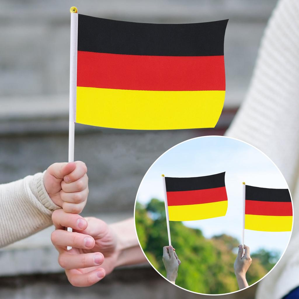 14*21cm Německá ručně mávaná vlajka Polyesterová vlajka Vlajka pro fandění