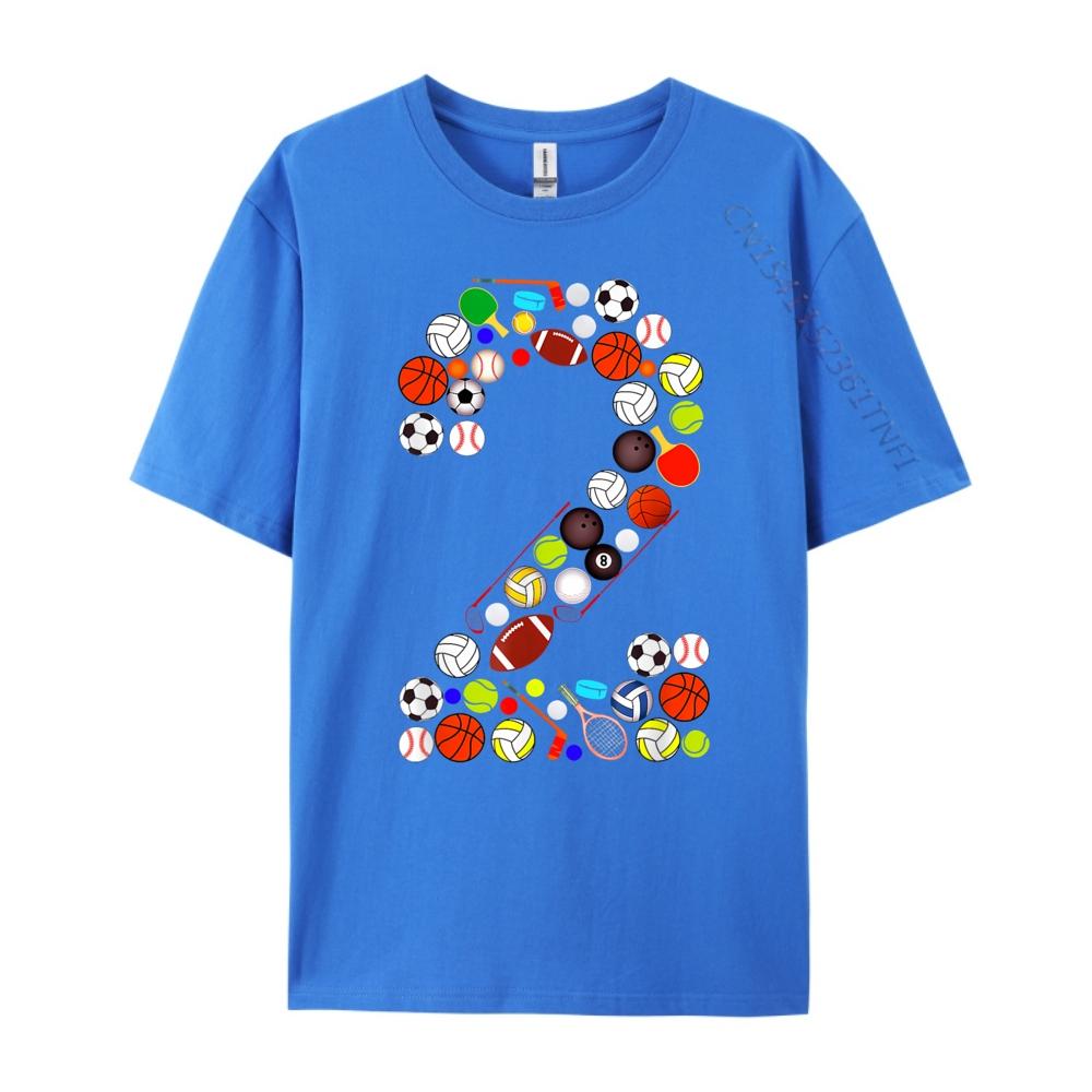 Kids 2nd Birthday Sports Big Number Two 2 Year Old Boy Mens Graphic Tshirts Mans Funny T Shirts Classic