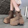 British Martin Boots Women's Autumn and Winter New Single Boots Retro Lace-up Thick-soled Heightening Muffin Thin Short Boots