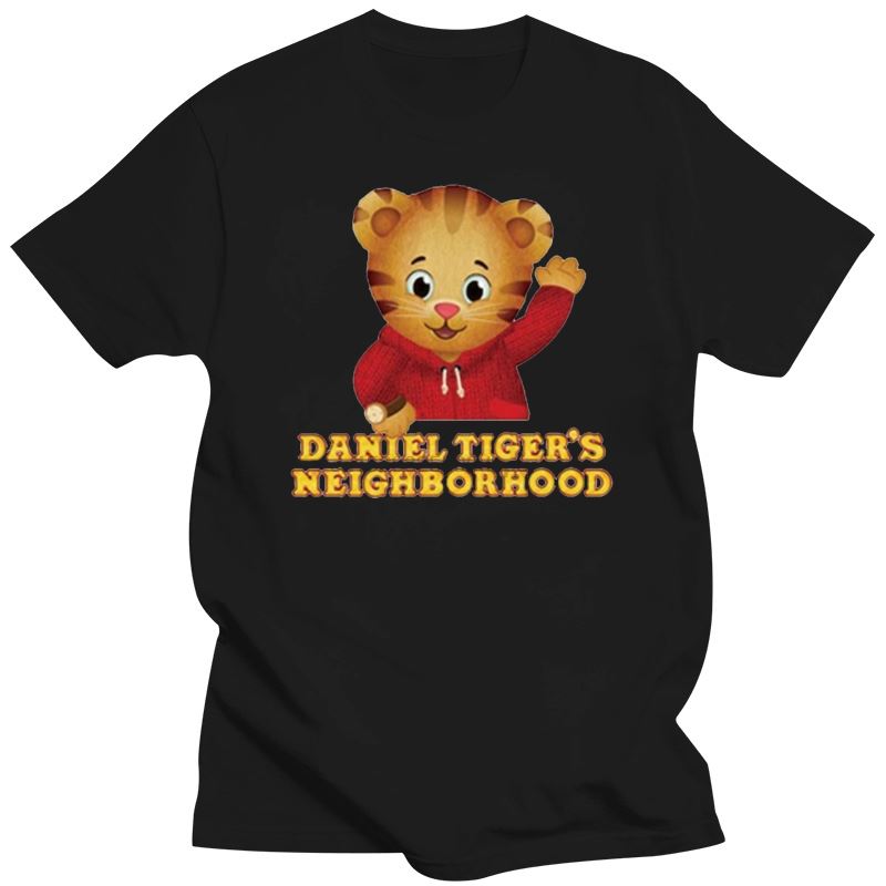 2023 модные футболки с принтом логотипа, унисекс, футболки Daniel Tiger Neighborhood, черные 2XL