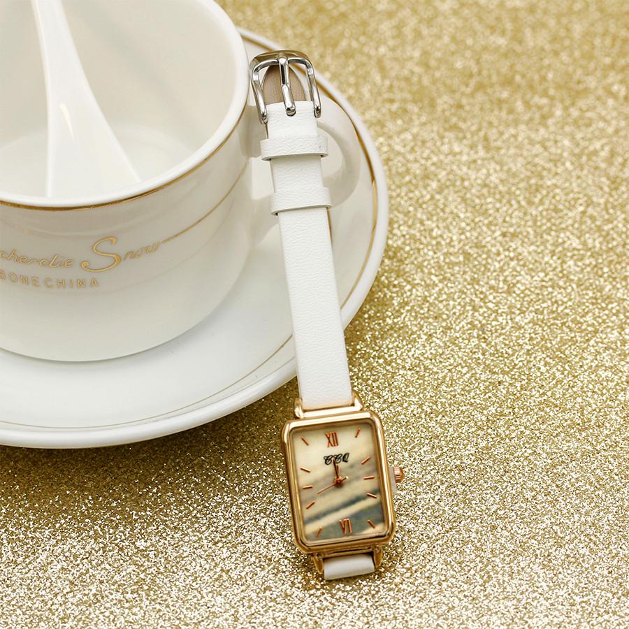 New Women Dress Watches Square Ladies Quartz Bracelet Watch Simple Rose Leather Strap Female Watches Girl's Gift