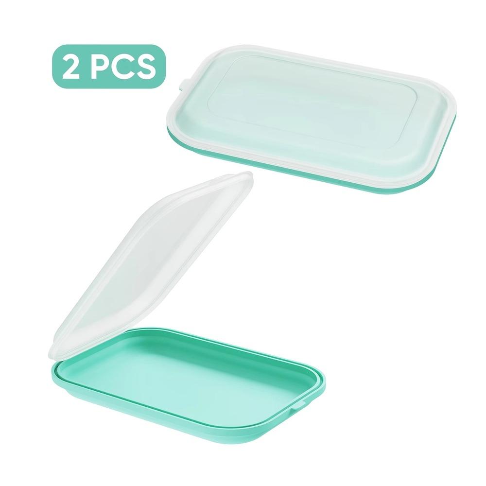 

2PCS Keeping Fresh Fruit Vegetable Preservation Box Silicone Sausage Storage Box Kitchen Storage зелёный