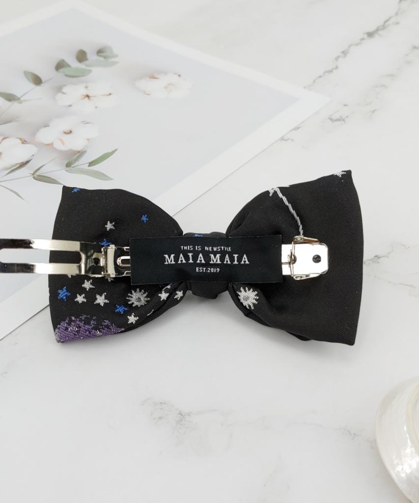 Maia Milky Way Star Jacquard Hair Ribbon Pin - Purple