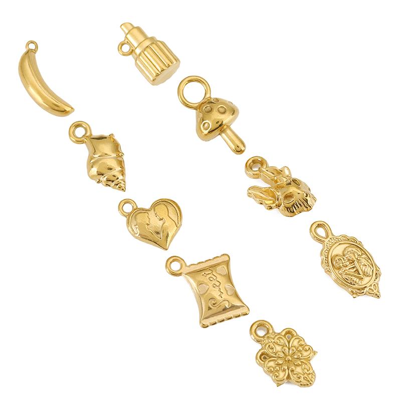 3pcs Lipstick Rabbit Conch Lovers Charms Skull Heart Mushroom Stainless Steel Pendants for DIY Necklace Bracelet Jewelry Making
