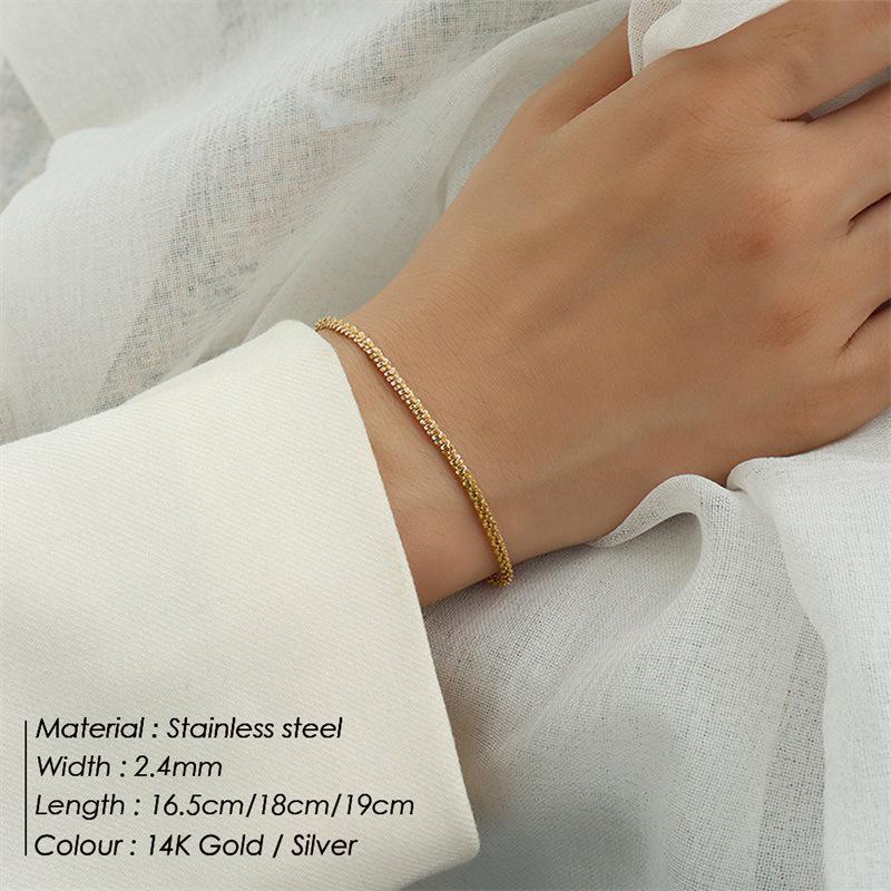 Korean Style Stainless Steel Ripple Chain Bracelet for Women